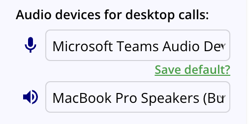 Saving a default audio device