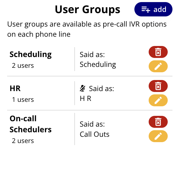 User groups